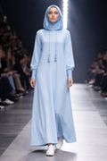 Hellblaue Sport Hijab Abaya mit Kapuze