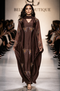 Olivgrüne Luxus Abaya mit Goldstickerei