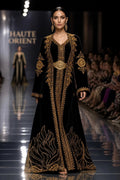 Royal Brown Farasha Abaya mit Goldstickerei