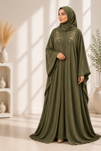 Premium Butterfly Abaya mit eleganter Stickerei – Braun