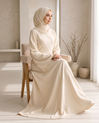 Elegant Plain Abaya – Cream