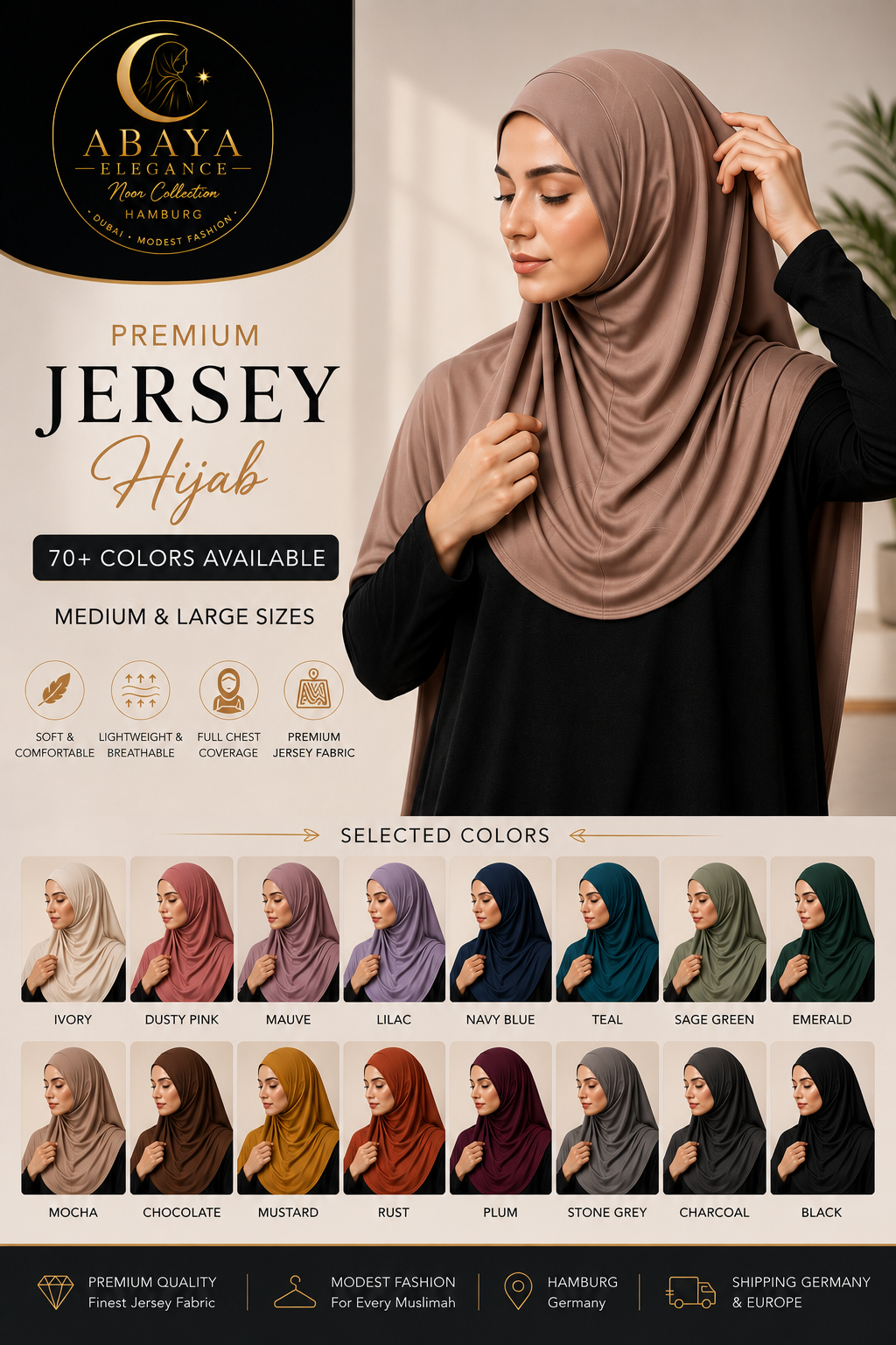 Premium Jersey Hijab – Mauve Rose