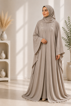 Premium Butterfly Abaya mit eleganter Stickerei – Braun