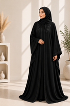 Premium Butterfly Abaya mit eleganter Stickerei – Braun