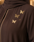 Elegant Embroidered Abaya – Chocolate Brown