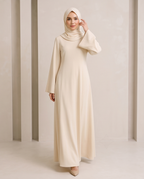 Elegant Plain Abaya – Cream