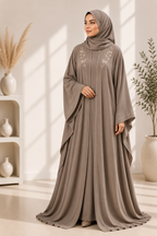 Premium Butterfly Abaya mit eleganter Stickerei – Braun