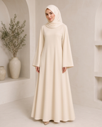 Elegant Plain Abaya – Cream