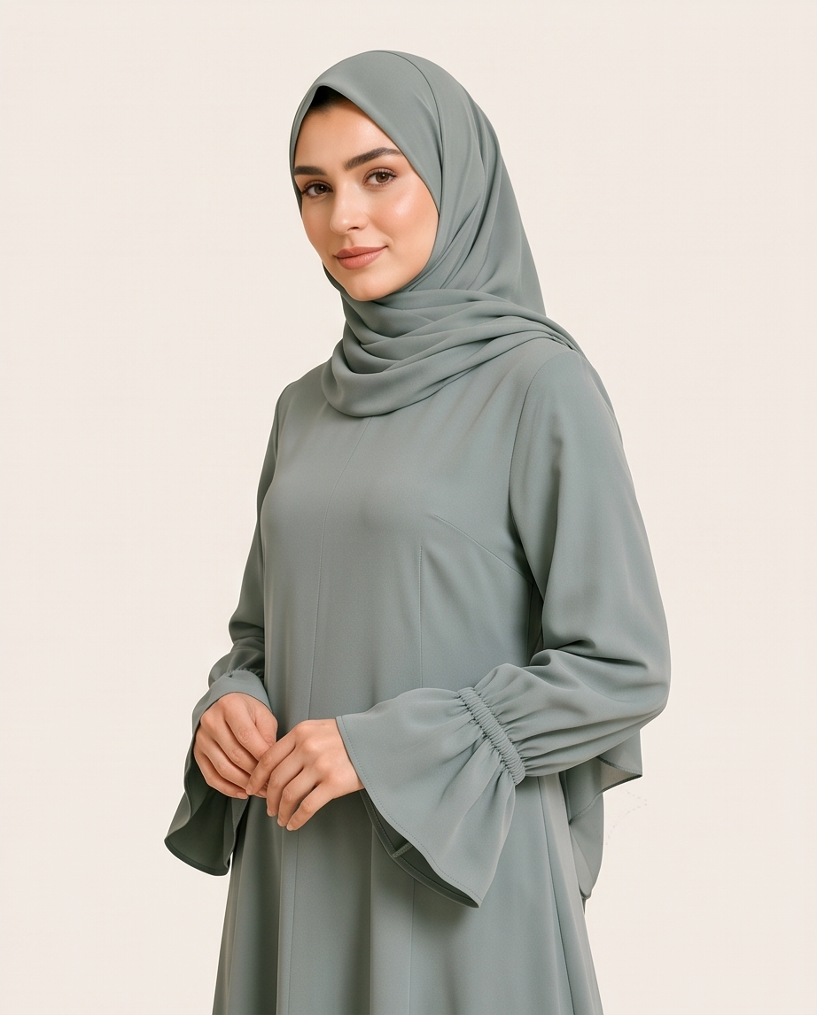 Elegant Plain Abaya – Sage Green